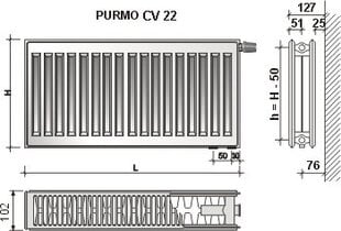 Radiatorius Purmo CV22 600x1000 kaina ir informacija | PURMO Santechnika, remontas, šildymas | pigu.lt