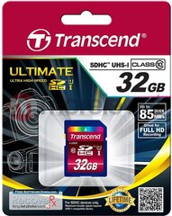 Transcend TS32GSDHC10U1 цена и информация | Карты памяти для фотоаппаратов, камер | pigu.lt