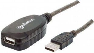 USB-удлинитель Manhattan USB 2.0 A-A M/F 10 м, активный цена и информация | Кабели для телефонов | pigu.lt