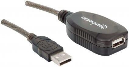 Manhattan USB ilgintuvas USB 2.0 A-A M/F 10m, aktyvus kaina ir informacija | Laidai telefonams | pigu.lt