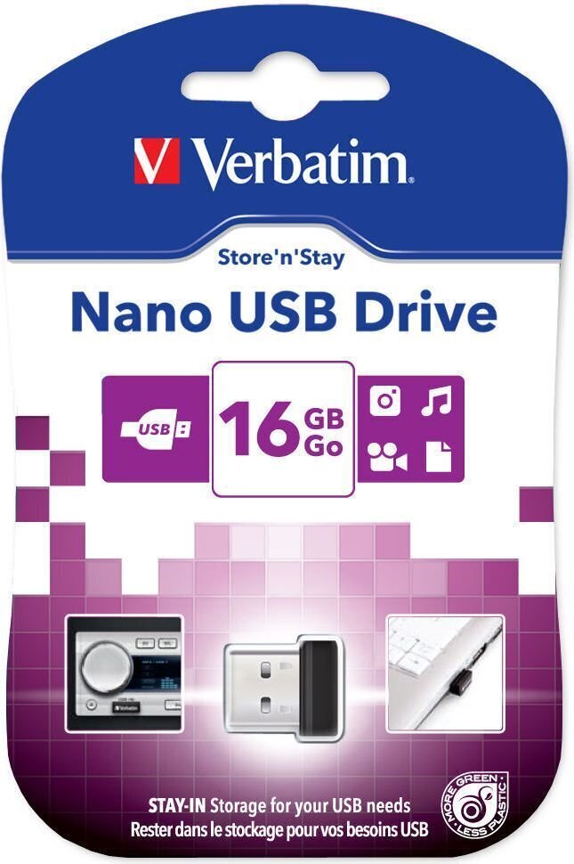 Verbatim Nano Store 'n' Stay 16GB цена и информация | USB laikmenos | pigu.lt