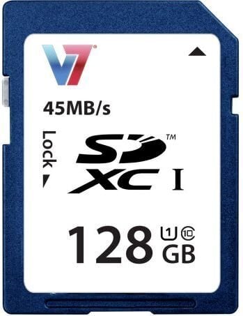 V7 SDXC 128GB kaina ir informacija | Atminties kortelės fotoaparatams, kameroms | pigu.lt