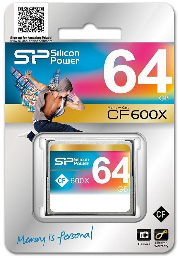 Silicon Power memory card CF 64GB 600x kaina ir informacija | Atminties kortelės telefonams | pigu.lt