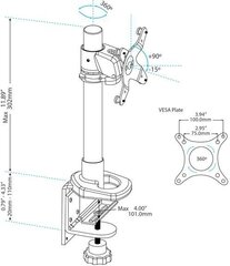 Крепление/подставка для монитора Startech armpivot, Vesa 100, 12-30" цена и информация | Кронштейны для монитора | pigu.lt