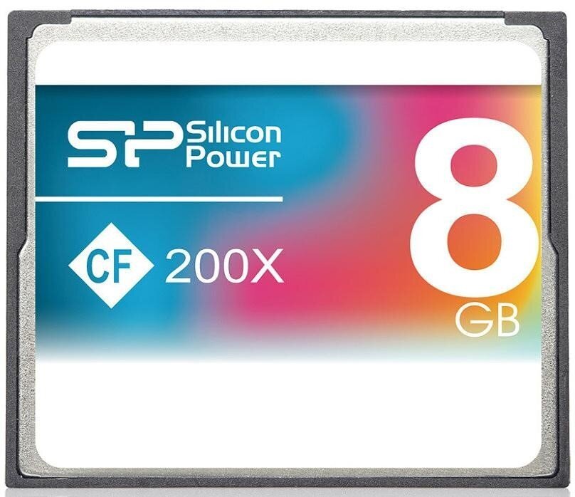 Silicon Power memory card CF 8GB 200x цена и информация | Atminties kortelės fotoaparatams, kameroms | pigu.lt