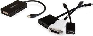 Адаптер StarTech MDP2DPDVHD Travel A/V 3-in-1 Mini DisplayPort to DisplayPort DVI HDMI цена и информация | Адаптеры, USB-разветвители | pigu.lt