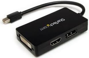 Adapteris StarTech MDP2DPDVHD Travel A/V 3-in-1 Mini DisplayPort to DisplayPort DVI HDMI kaina ir informacija | Adapteriai, USB šakotuvai | pigu.lt