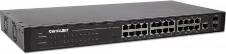 Gigabit valdomas jungiklis Intellient 24x RJ45 + 2x SFP WEB-SMART VLAN QOS RACK kaina ir informacija | Komutatoriai (Switch) | pigu.lt