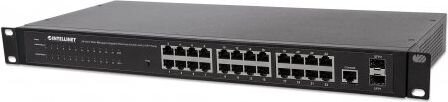 Gigabit valdomas jungiklis Intellient 24x RJ45 + 2x SFP WEB-SMART VLAN QOS RACK kaina ir informacija | Komutatoriai (Switch) | pigu.lt