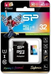 Карта памяти Silicon Power microSDHC, 32 Гб, Superior UHS-I U1 + адаптер цена и информация | Карты памяти для фотоаппаратов, камер | pigu.lt