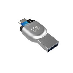 Silicon Power 2in1 microSD USB-C/USB-A, grey kaina ir informacija | Adapteriai, USB šakotuvai | pigu.lt