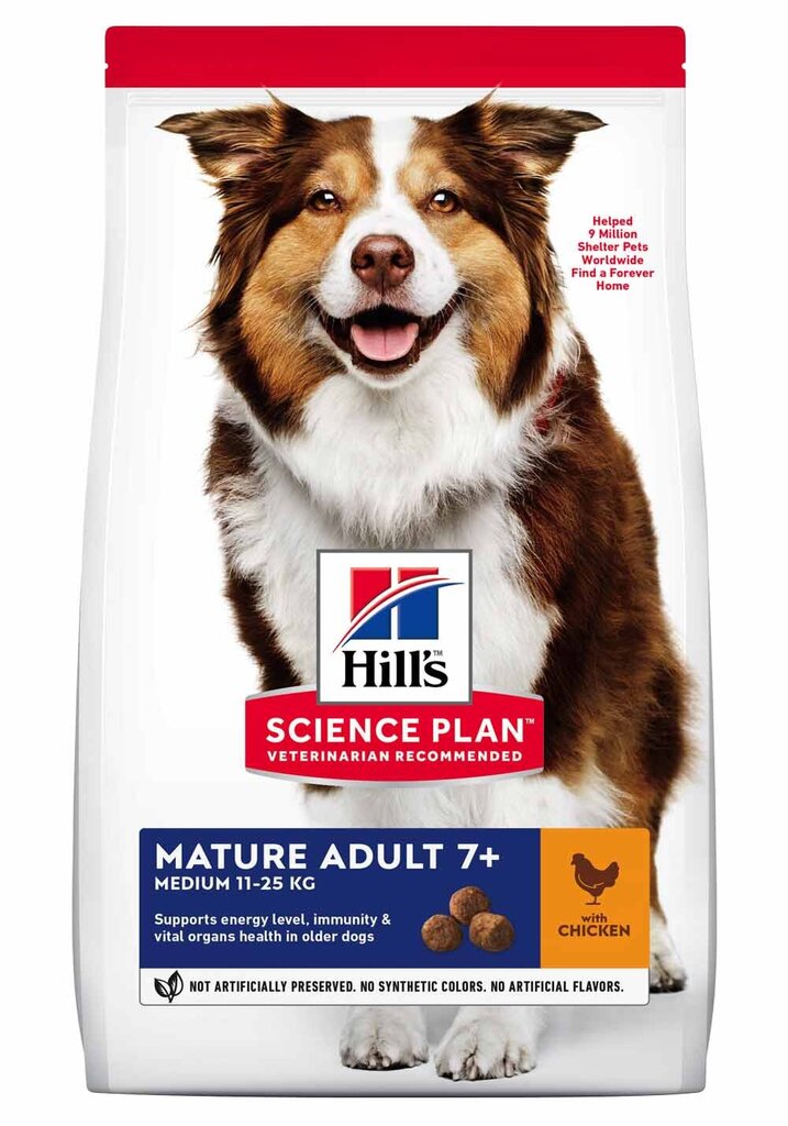 Hill's Science Plan Medium Mature Adult 7+ ėdalas šunims su vištiena, 2,5 kg цена и информация | Sausas maistas šunims | pigu.lt