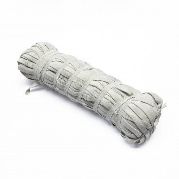 Megzta elastinė juostelė (guma) 9 mm, spalva balta, 100 m