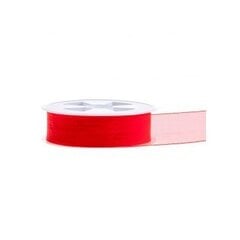 Лента органза (капроновая) RainBow® 20 мм, цвет красный, 50 м цена и информация | Товары для упаковки подарков | pigu.lt