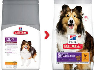 Hill's Sience Plan Sensitive Stomach & Skin Medium Adult ėdalas šunims su vištiena, 2,5 kg kaina ir informacija | Sausas maistas šunims | pigu.lt
