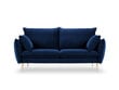 Dvivietė aksominė sofa Milo Casa Elio, mėlyna/auksinės spalvos цена и информация | Sofos | pigu.lt