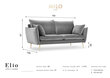 Dvivietė aksominė sofa Milo Casa Elio, šviesiai pilka/auksinės spalvos цена и информация | Sofos | pigu.lt