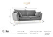 Dvivietė aksominė sofa Milo Casa Elio, pilka/auksinės spalvos kaina ir informacija | Sofos | pigu.lt