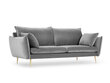 Trivietė aksominė sofa Milo Casa Elio, šviesiai pilka/auksinės spalvos цена и информация | Sofos | pigu.lt