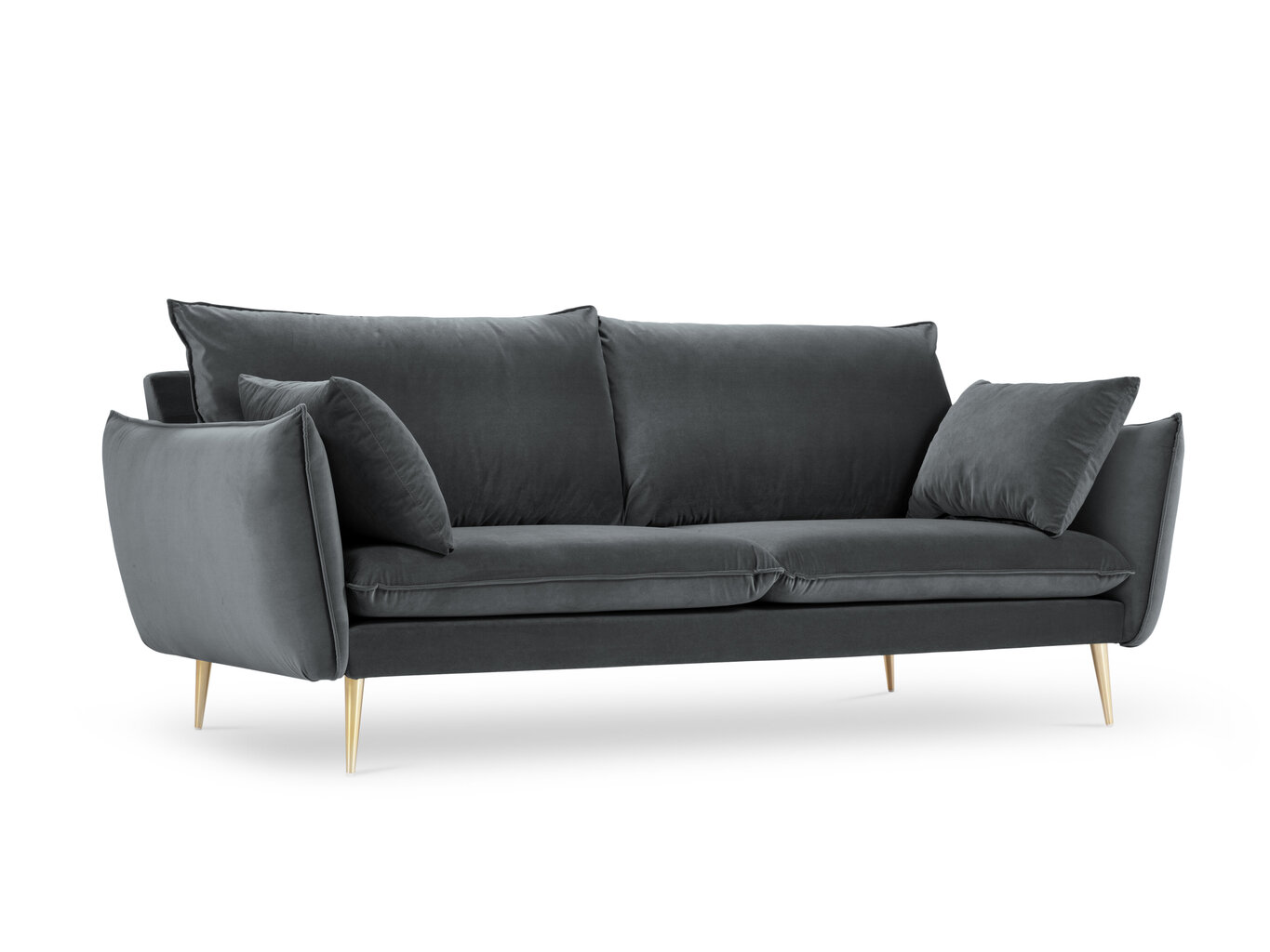 Trivietė aksominė sofa Milo Casa Elio, pilka/auksinės spalvos kaina ir informacija | Sofos | pigu.lt