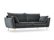 Trivietė aksominė sofa Milo Casa Elio, pilka/auksinės spalvos kaina ir informacija | Sofos | pigu.lt
