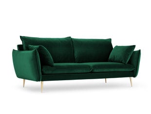Trivietė aksominė sofa Milo Casa Elio, tamsiai žalia/auksinės spalvos kaina ir informacija | Sofos | pigu.lt
