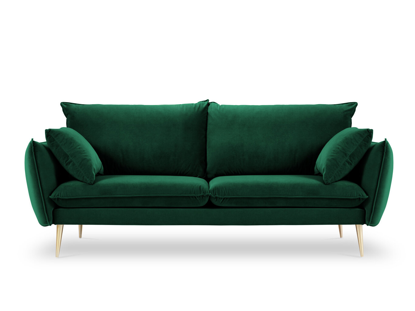 Trivietė aksominė sofa Milo Casa Elio, tamsiai žalia/auksinės spalvos цена и информация | Sofos | pigu.lt