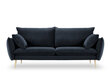 Trivietė aksominė sofa Milo Casa Elio, tamsiai mėlyna/auksinės spalvos kaina ir informacija | Sofos | pigu.lt