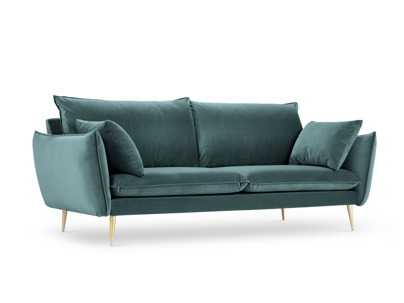 Trivietė aksominė sofa Milo Casa Elio, žalia/auksinės spalvos kaina ir informacija | Sofos | pigu.lt