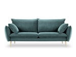 Трехместный бархатный диван Milo Casa Elio, зеленый/золотистый