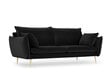 Trivietė aksominė sofa Milo Casa Elio, juoda/auksinės spalvos kaina ir informacija | Sofos | pigu.lt
