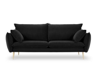 Trivietė aksominė sofa Milo Casa Elio, juoda/auksinės spalvos kaina ir informacija | Sofos | pigu.lt
