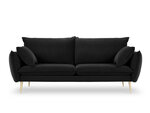 Trivietė aksominė sofa Milo Casa Elio, juoda/auksinės spalvos