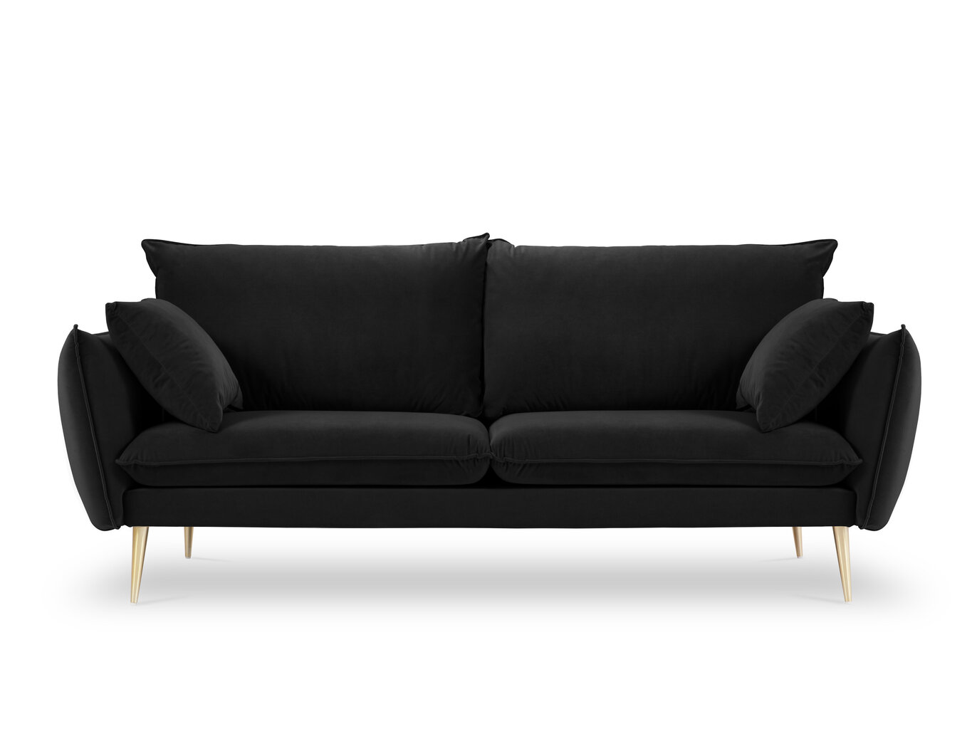 Trivietė aksominė sofa Milo Casa Elio, juoda/auksinės spalvos цена и информация | Sofos | pigu.lt