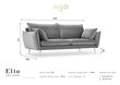 Keturvietė aksominė sofa Milo Casa Elio, šviesiai pilka/auksinės spalvos цена и информация | Sofos | pigu.lt