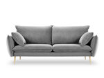 Keturvietė aksominė sofa Milo Casa Elio, šviesiai pilka/auksinės spalvos