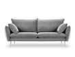 Keturvietė aksominė sofa Milo Casa Elio, šviesiai pilka/auksinės spalvos kaina ir informacija | Sofos | pigu.lt