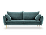 Keturvietė aksominė sofa Milo Casa Elio, žalia/auksinės spalvos