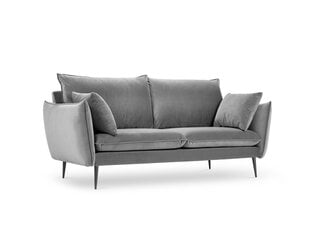 Dvivietė aksominė sofa Milo Casa Elio, šviesiai pilka/juoda kaina ir informacija | Sofos | pigu.lt