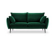 Dvivietė aksominė sofa Milo Casa Elio, tamsiai žalia/juoda kaina ir informacija | Sofos | pigu.lt