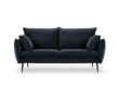 Dvivietė aksominė sofa Milo Casa Elio, tamsiai mėlyna/juoda цена и информация | Sofos | pigu.lt
