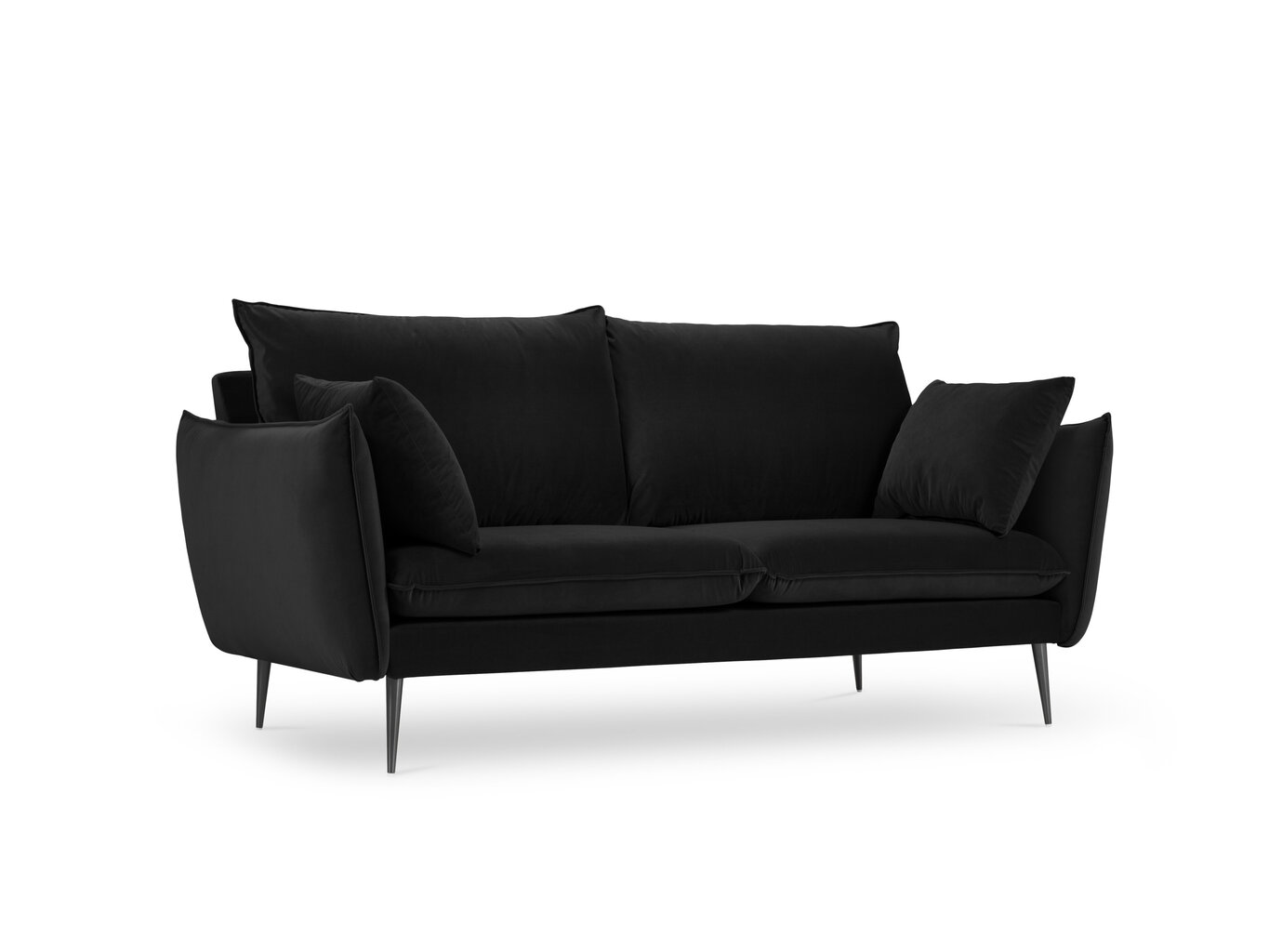 Dvivietė aksominė sofa Milo Casa Elio, juoda цена и информация | Sofos | pigu.lt