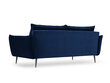 Trivietė aksominė sofa Milo Casa Elio, mėlyna/juoda цена и информация | Sofos | pigu.lt