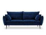 Trivietė aksominė sofa Milo Casa Elio, mėlyna/juoda