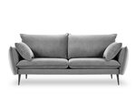 Trivietė aksominė sofa Milo Casa Elio, šviesiai pilka/juoda