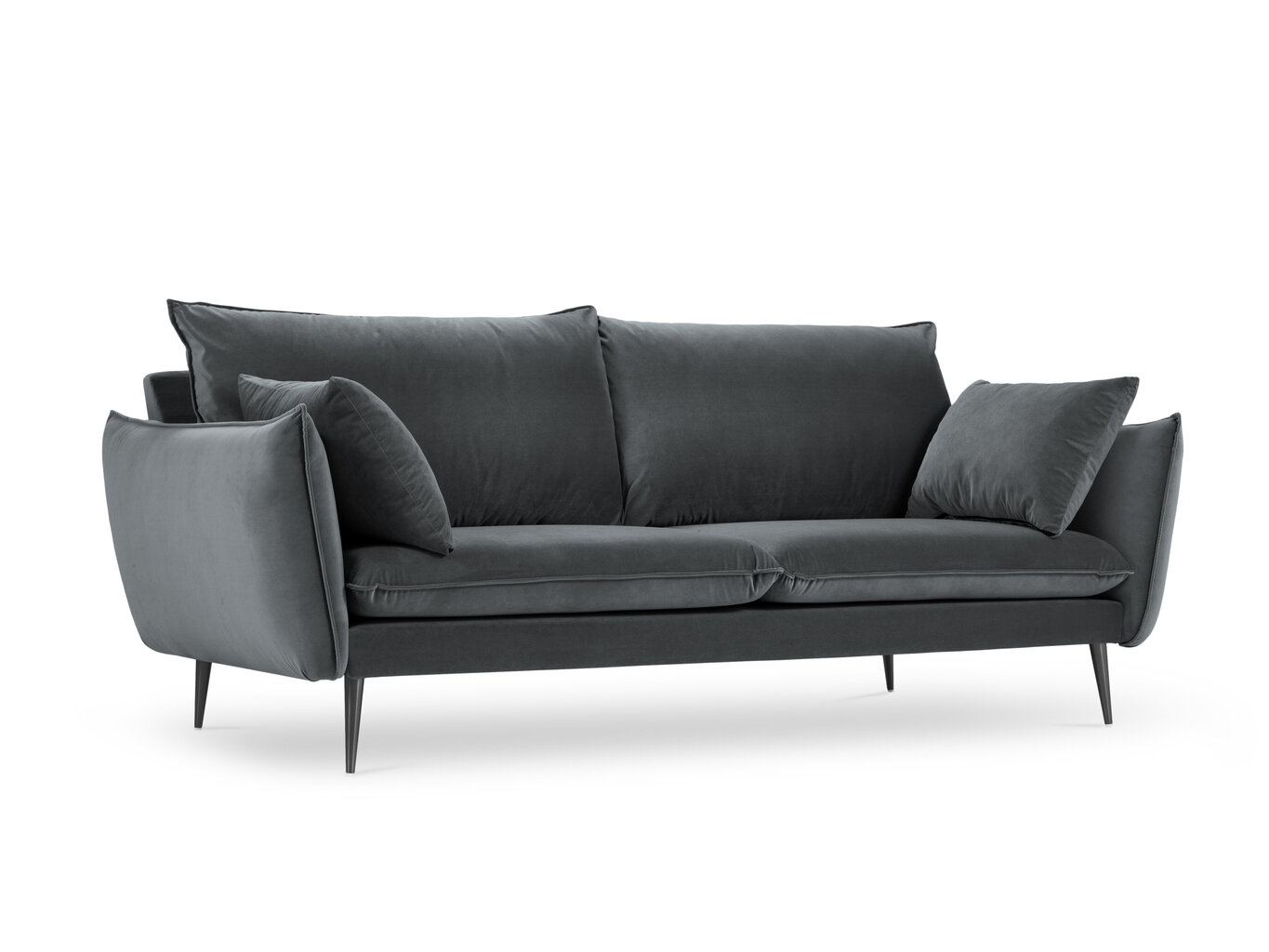 Trivietė aksominė sofa Milo Casa Elio, pilka/juoda kaina ir informacija | Sofos | pigu.lt