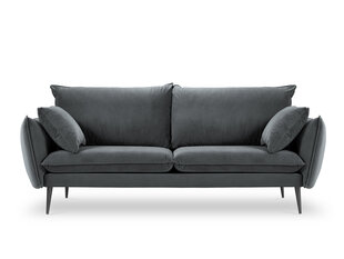 Trivietė aksominė sofa Milo Casa Elio, pilka/juoda kaina ir informacija | Sofos | pigu.lt