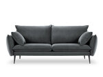 Trivietė aksominė sofa Milo Casa Elio, pilka/juoda