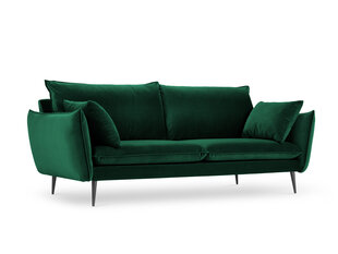 Trivietė aksominė sofa Milo Casa Elio, tamsiai žalia/juoda kaina ir informacija | Sofos | pigu.lt