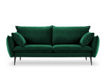 Trivietė aksominė sofa Milo Casa Elio, tamsiai žalia/juoda